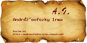 Andrásofszky Irma névjegykártya