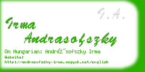 irma andrasofszky business card